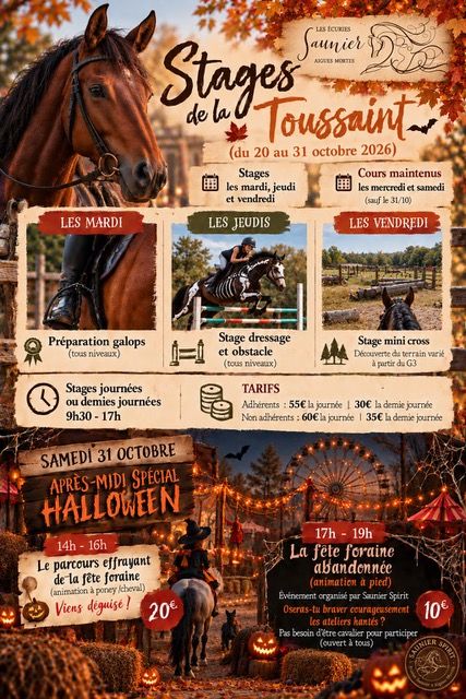 Programme original des stages de la Toussaint du 20 au 31 octobre 2026 et animations Halloween du 31 octobre